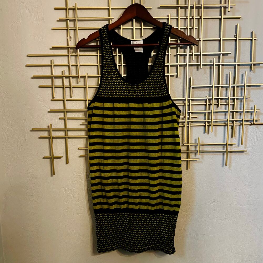 Grip Green & Black Striped Racerback Knit Bodycon Dress One Size